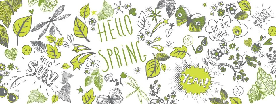 Spring doodles background Stock Illustration