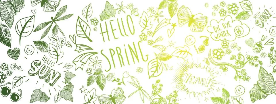 Spring doodles background Stock Illustration