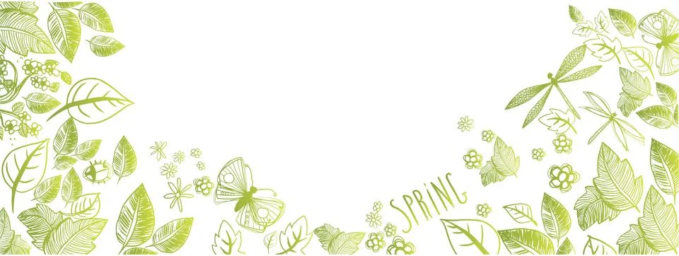 Spring doodles background Stock Illustration