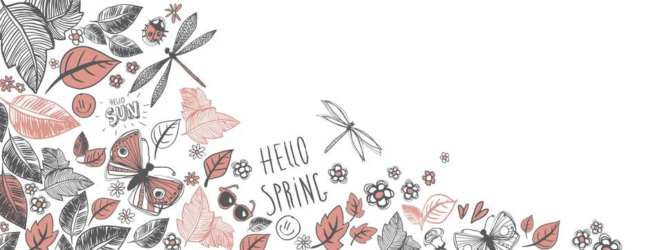 Spring doodles background Stock Illustration