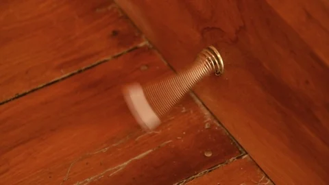 Spring Door Stopper Wobbling Stock Footage 114678345