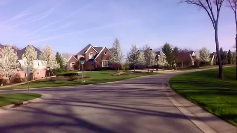 Spring Drive through the neighborhood Stock Footage 75168458