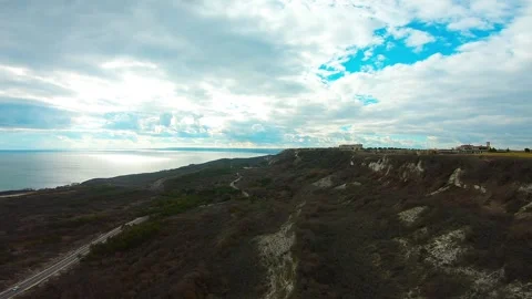 Spring Drone Flight over BlackSeaRama and Lighthouse Golf near Balchik Stock Footage 319339139