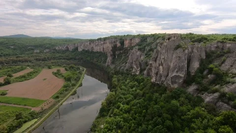 Spring Drone View of Provartenika Rock Formation in Iskar Gorge, 2019 Stock Footage 323382915