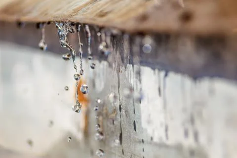 Spring drops on the street in a large macro the increase of the sun Foto stock