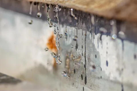 Spring drops on the street in a large macro the increase of the sun Stock Photos