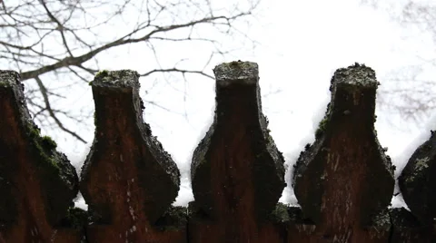 Spring drops under the old roof Stock Footage 61329356