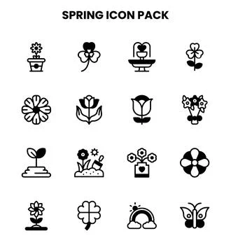 Spring DuoTone Graphics Icons Pack Stock Illustration