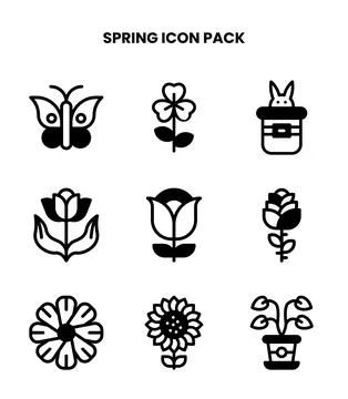 Spring DuoTone Set Icons Pack Stock Illustration