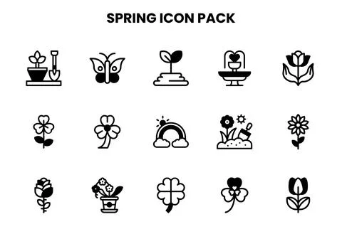 Spring DuoTone Vector Icons Pack Illustrazione stock