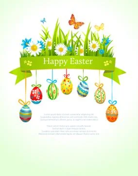 Spring easter background with eggs Stock Illustration