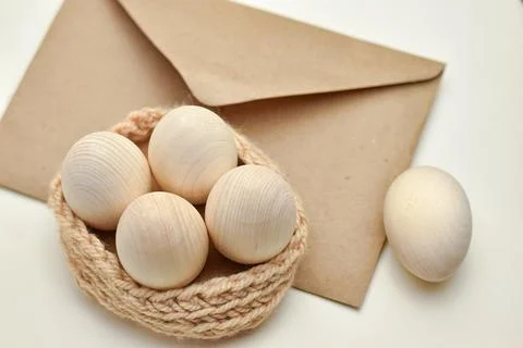 Spring Easter background. Zero waste Easter concept with traditional Easter d Stock Photos