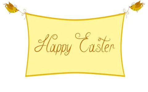 Spring Easter banner and two brown birds. Stock Illustration