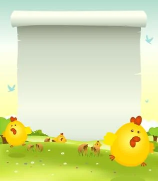 Spring easter chicken background 库存插图