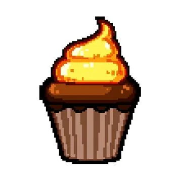 Spring easter cupcake pixel art vector illustration Stock Illustration