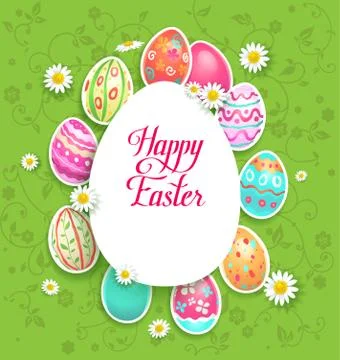 Spring easter eggs and flowers Stock Illustration