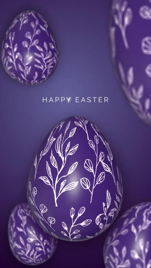 Spring Easter eggs painted with patterns. Animated purple background screensaver Stock Footage 268831629