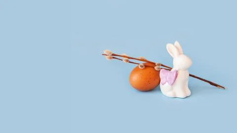 Spring easter holiday, decorative composition with willow branch, white Photos