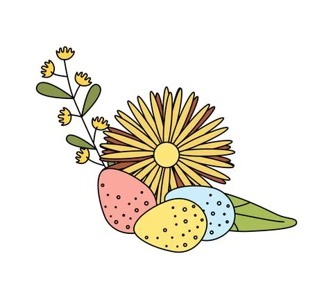 Spring Easter illustration, floral composition with eggs Stock Illustration