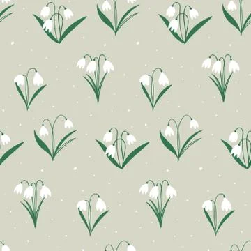 Spring easter pattern with white flowers bells. Floral bouquet vector pattern 스톡 일러스트