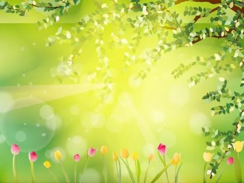 Spring Easter with red yellow tulips. EPS 10 스톡 일러스트
