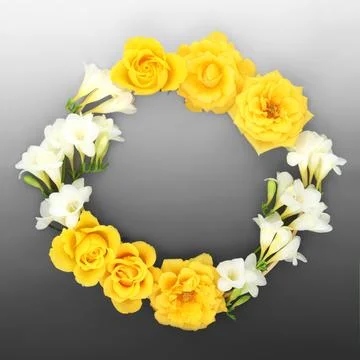 Spring Easter Rose and Freesia Flower Wreath Stock Photos