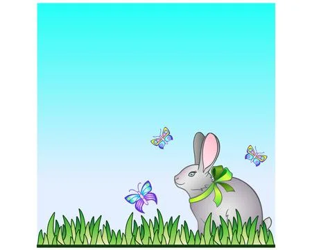 Spring easter square background for social media with cute bunny sitting Stock Illustration