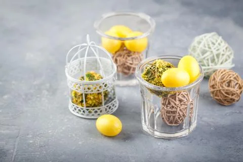 Spring easter table setting Stock Photos