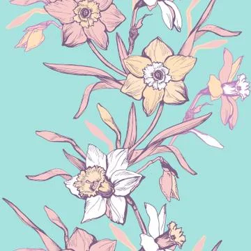 Spring elegant flowers on exotic light aqua menthe background. 스톡 일러스트