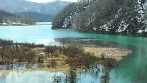 Spring emerald dam lake Video stock 144596566