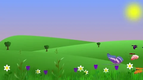 Spring environment animation with butter... | Stock Video | Pond5