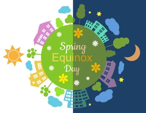 Spring equinox half day half night Stock Illustration