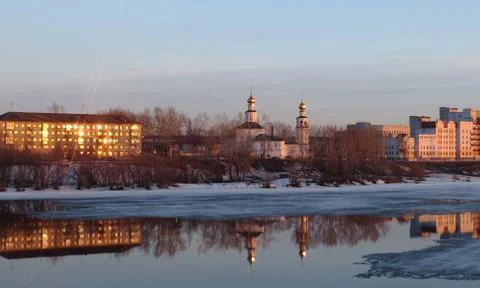 Spring evening in the city. Stock Photos