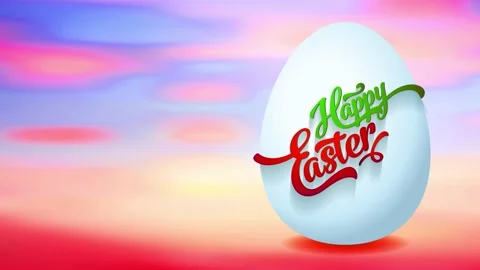 Spring evening colours background holds satisfied easter egg with 3d form Stock Footage 130928553