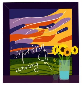 Spring evening Stock Illustration