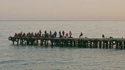 A spring evening on the Mediterranean Sea is a favorite time of fishermen. Stock Footage 242595193