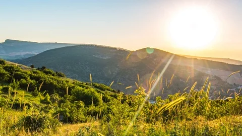 Spring evening in the mountains Stock Footage 96213254