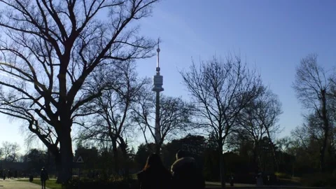 Spring evening. the park. television tower 動画素材 150056591