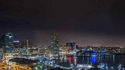 Spring Evening Thunderstorm Over Baltimore's Inner Harbor - Timelapse Stock Footage 81734794