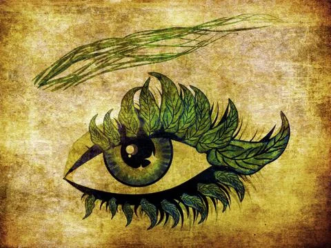 Spring eye with leaves Stock Illustration