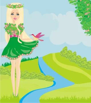 Spring fairy Stock Illustration