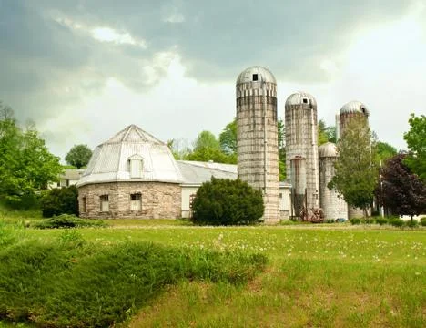 Spring farm landscape Stock Photos
