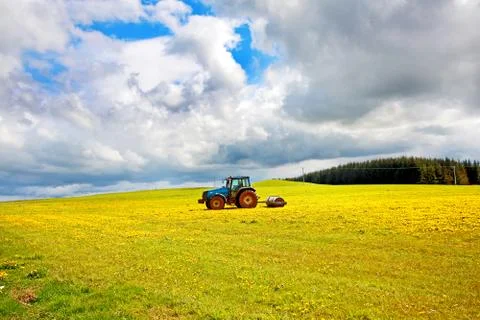 Spring farmwork in the fields Stock Photos