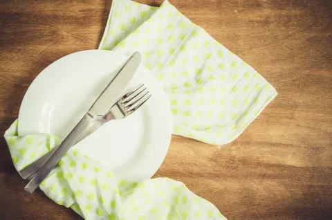Spring Festive Table Setting with Cutlery. Stock Photos