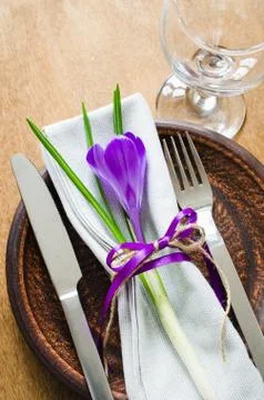Spring Festive Table Setting With Fresh Flower. Stock Photos