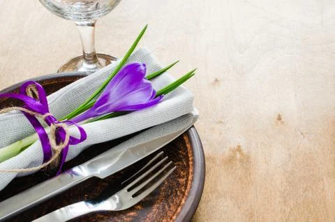 Spring Festive Table Setting With Fresh Flower. Stock Photos