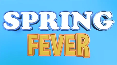 Spring fever animation with bold 3d typography on vibrant blue background Stock Footage 327050070