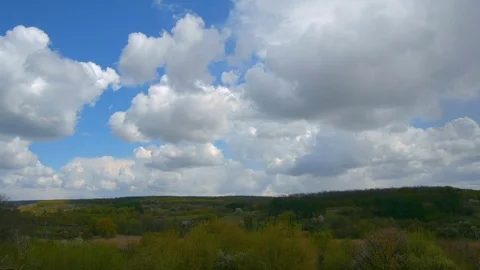 Spring fields and forest with clouds timelapse Vídeos de archivo 75250322