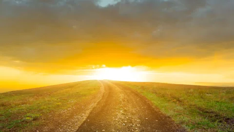 Spring fields at the sunset, time lapse scene Stock Footage 169245988