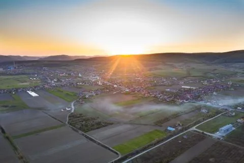 Spring fields top view. Foto stock
